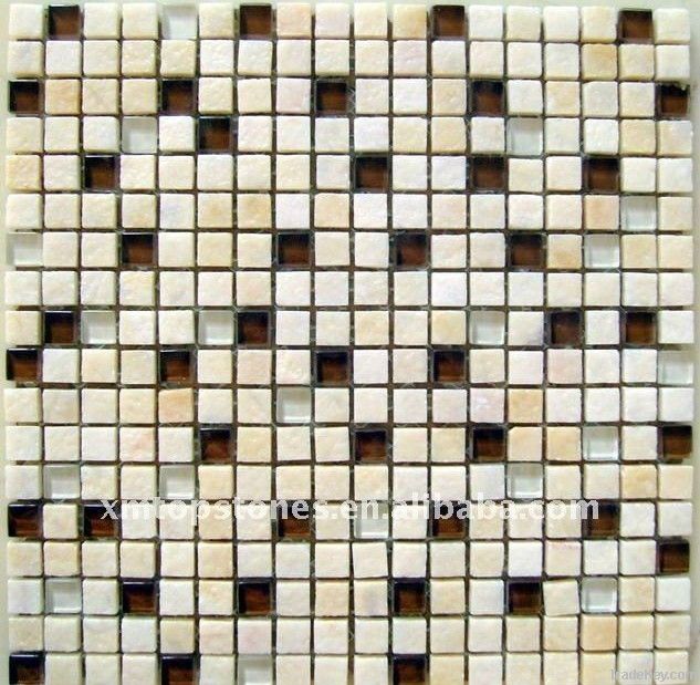 Mixed color glass mosaic tile
