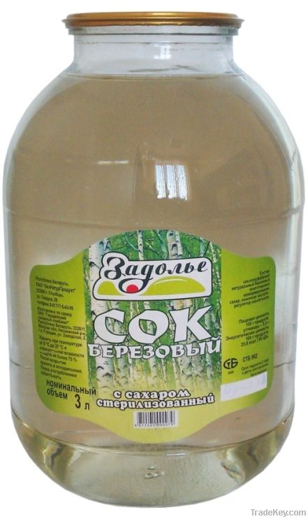 Birch juice with sugar, sterilized juice, canned juice