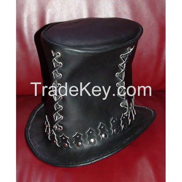 Stylish Leather Laced Top Hat Hat For Men
