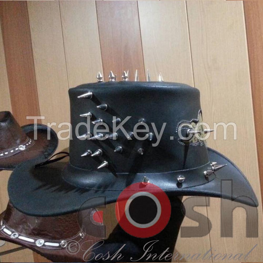 Steel Spikes Leather Hats