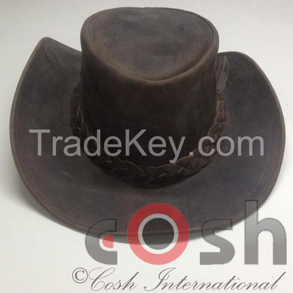 Dark Brown Leather Cowboy Hats Manufacturer