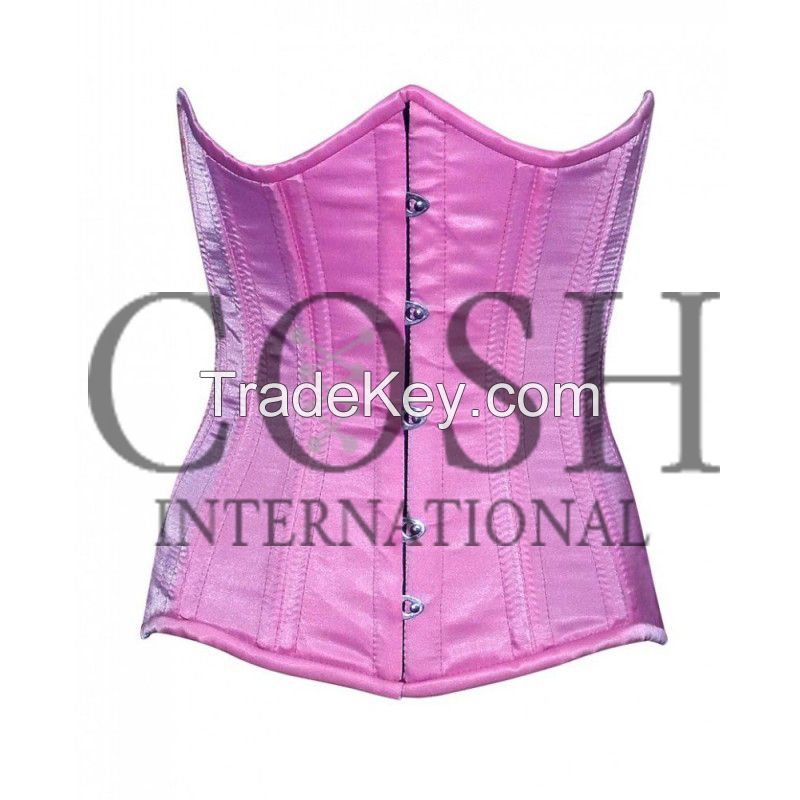 Underbust Pink Satin Waist Training Corset Manufacturer