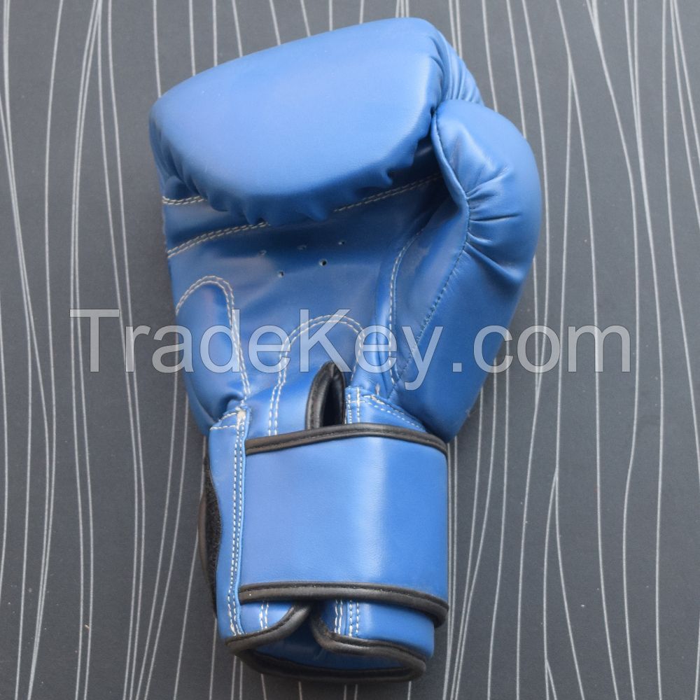 Real Blue Leather Boxing Gloves Supplier