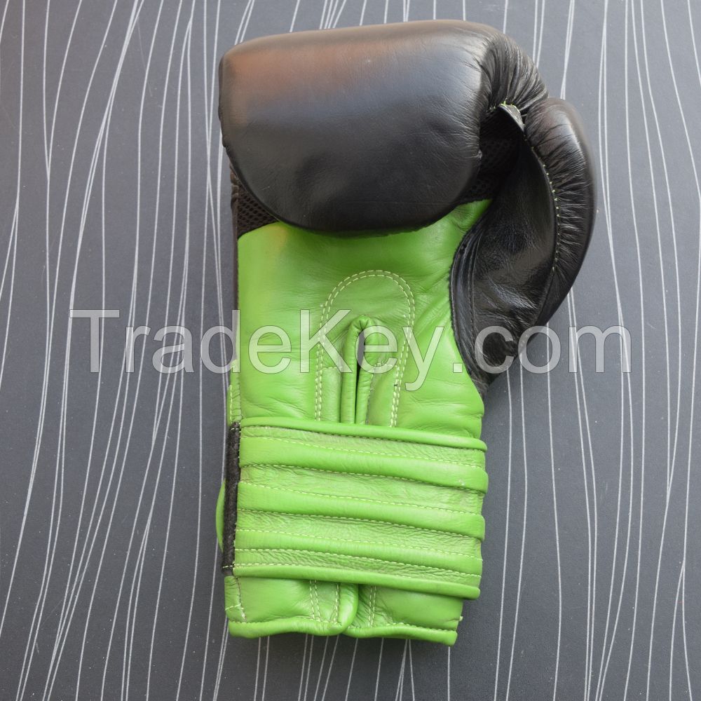 Real Leather Green Boxing Gloves Supplier