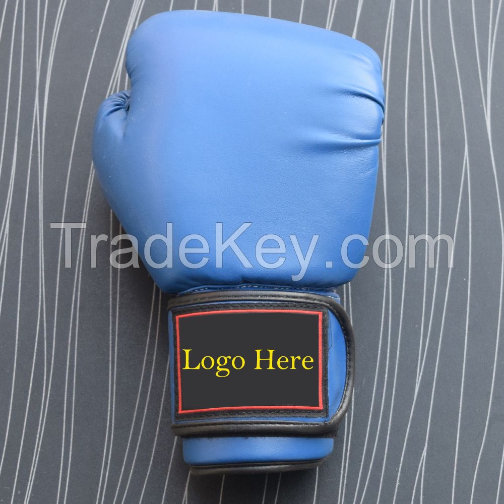 Real Blue Leather Boxing Gloves Supplier