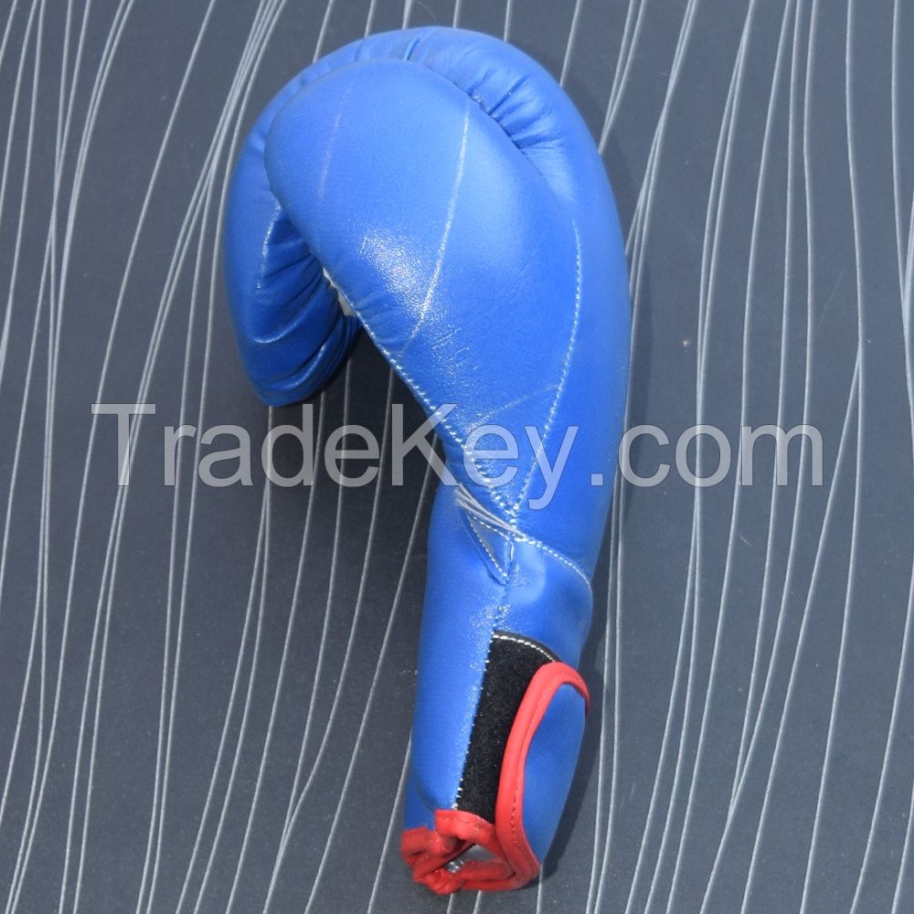 Real Blue Leather Boxing Gloves Supplier