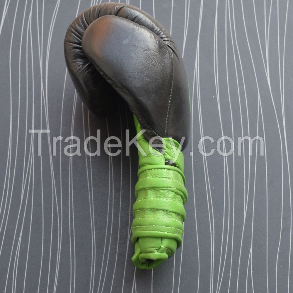 Real Leather Green Boxing Gloves Supplier