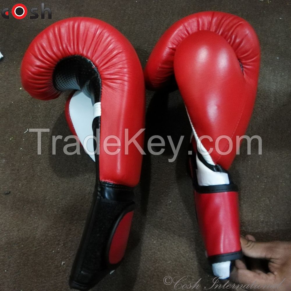 Real Leather Dark Red Boxing Gloves Supplier