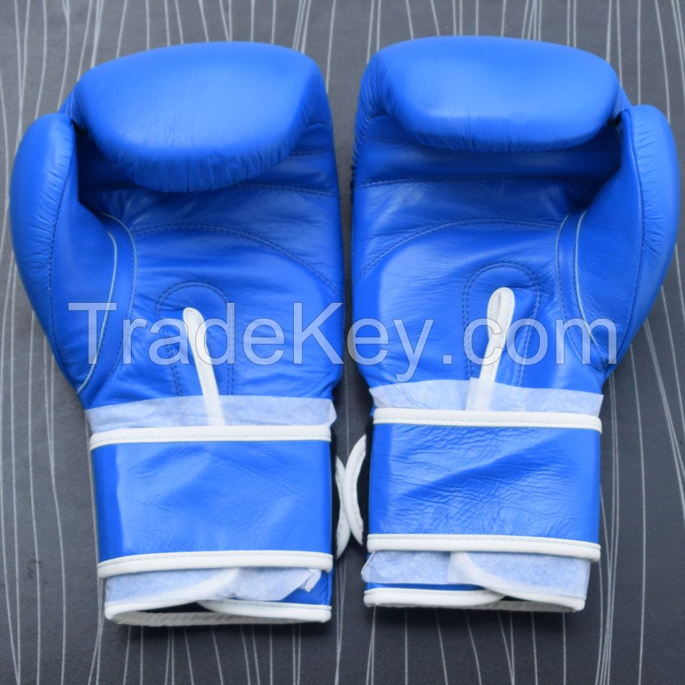 Real Blue Leather Boxing Gloves Supplier