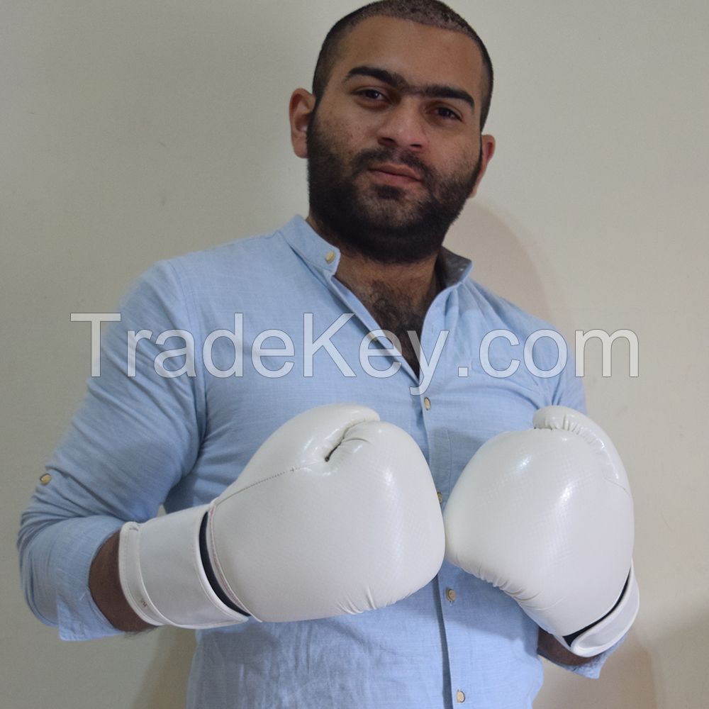 Real White Leather Boxing Gloves Supplier