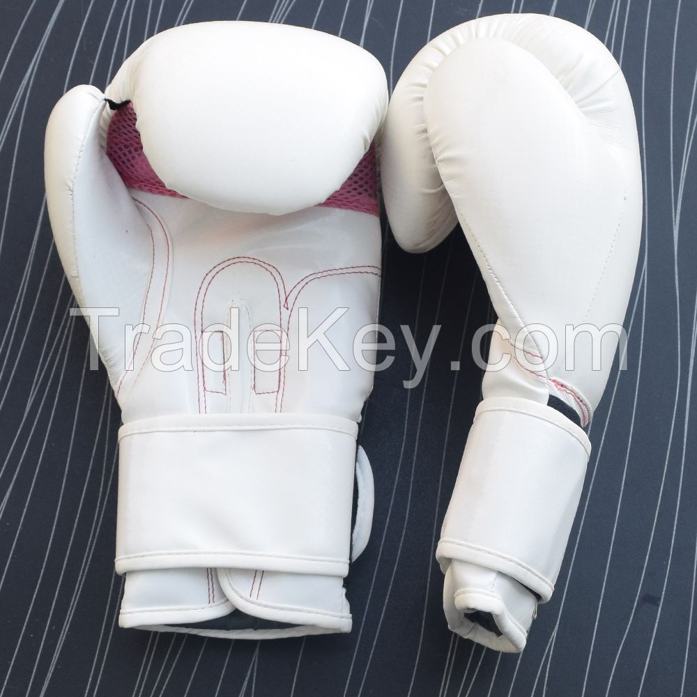 Real White Leather Boxing Gloves Supplier