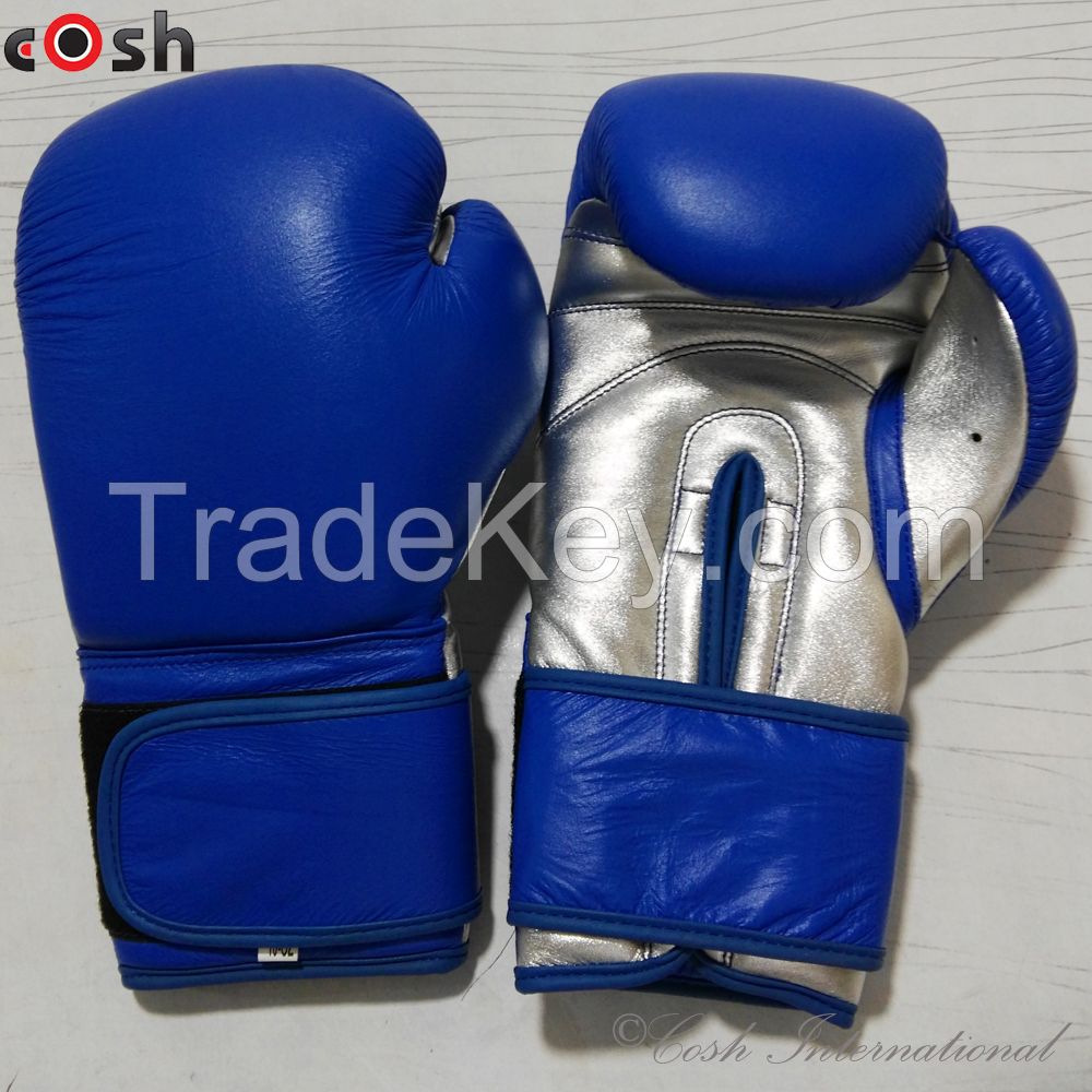 Real Blue Leather Boxing Gloves Supplier