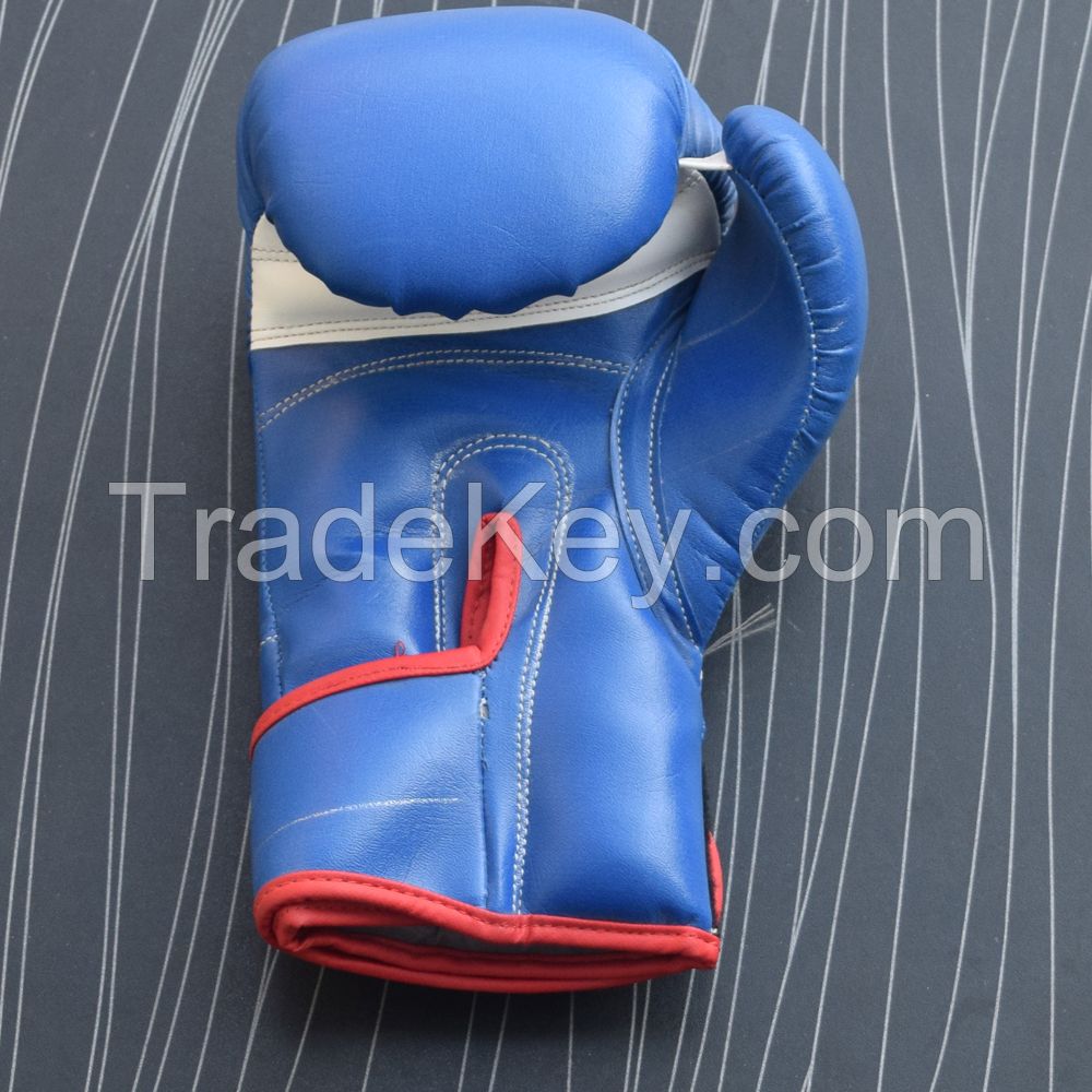 Real Blue Leather Boxing Gloves Supplier