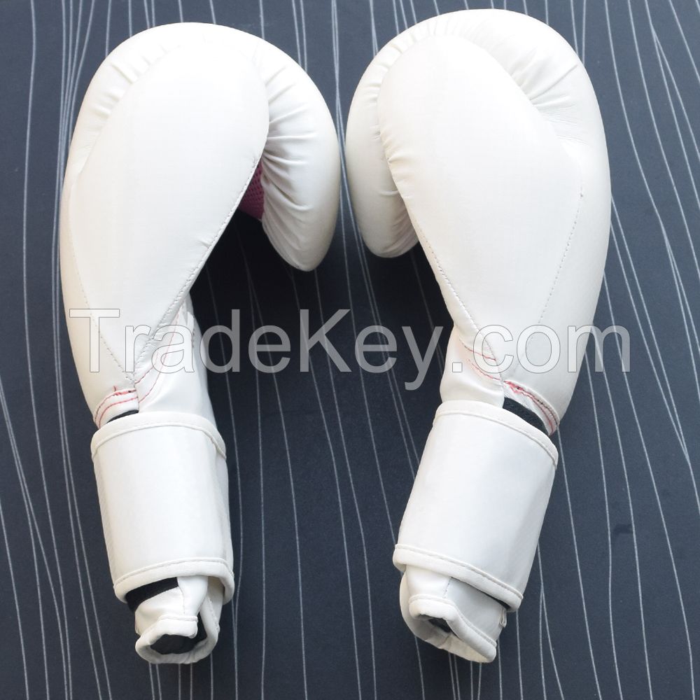 Real White Leather Boxing Gloves Supplier