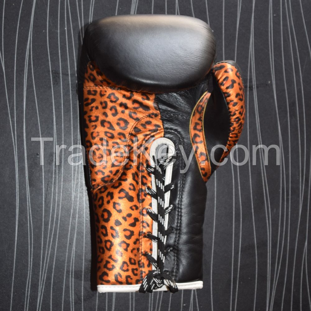 Real Leather Leopard Boxing Gloves Supplier