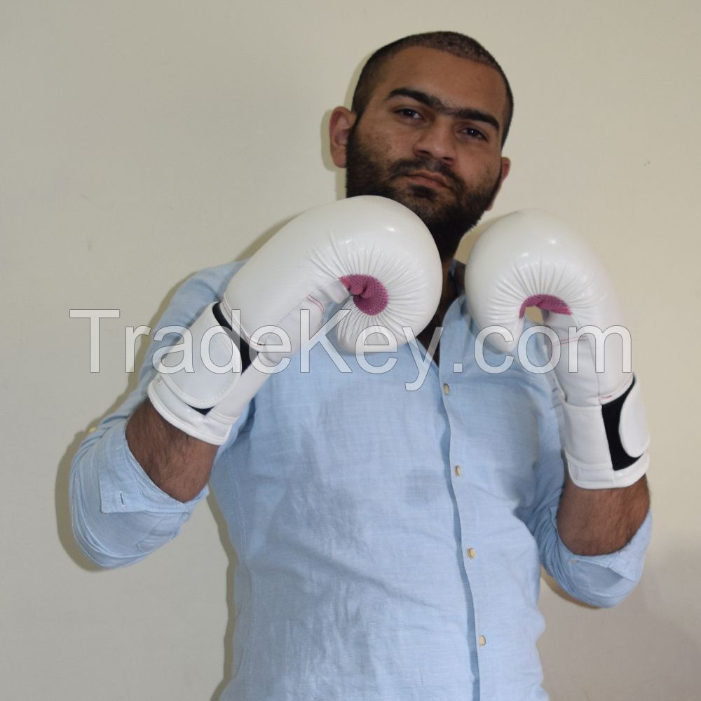 Real White Leather Boxing Gloves Supplier