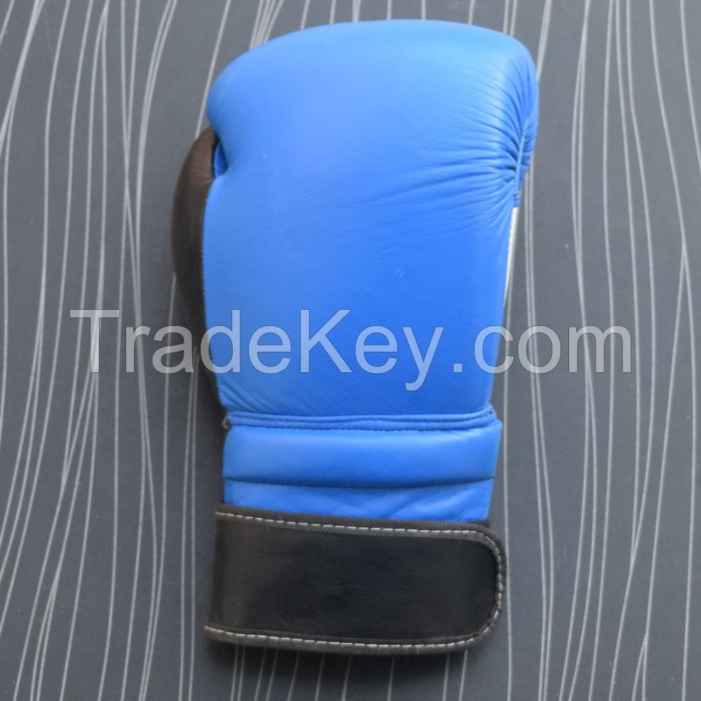 Real Leather Blue Boxing Gloves Supplier