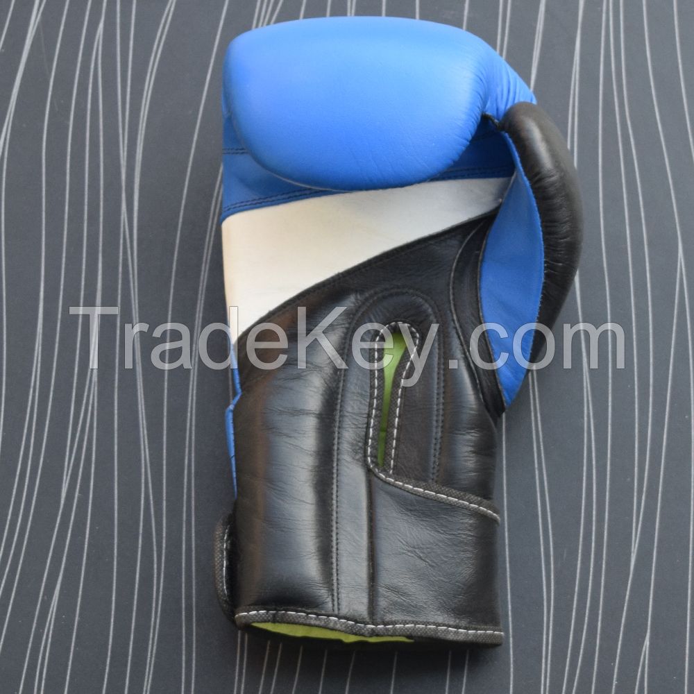 Real Leather Blue Boxing Gloves Supplier