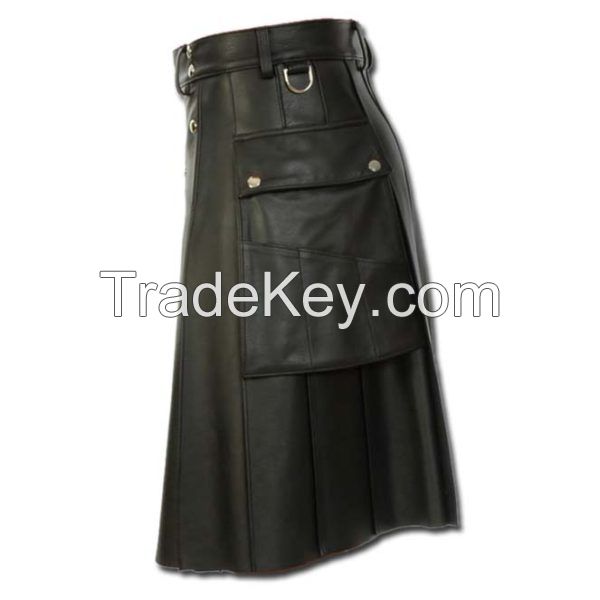 Deluxe Leather Kilt With Stylish Pockets