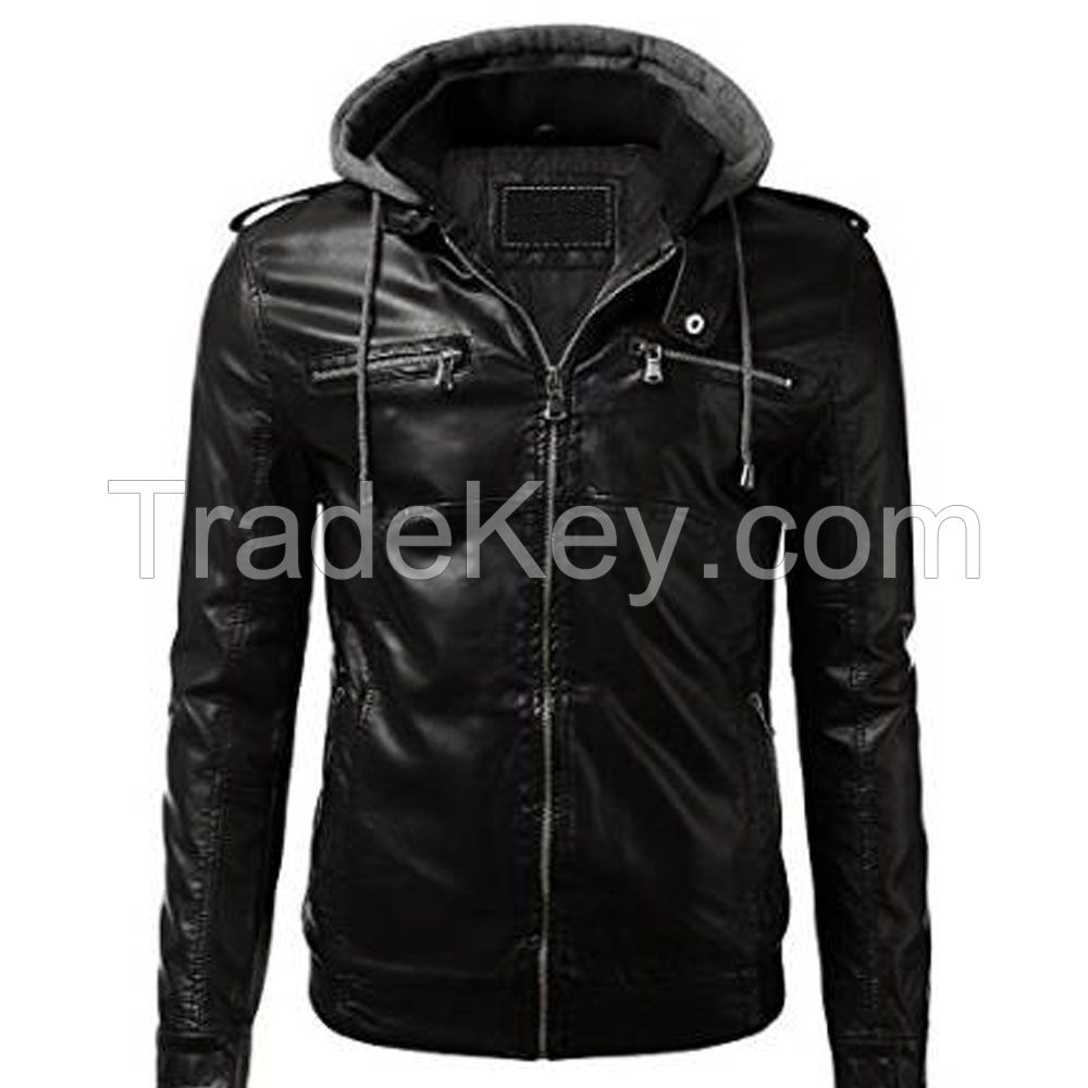 Wholesale Latest Fashion Men Customized PU Leather Biker Jacket