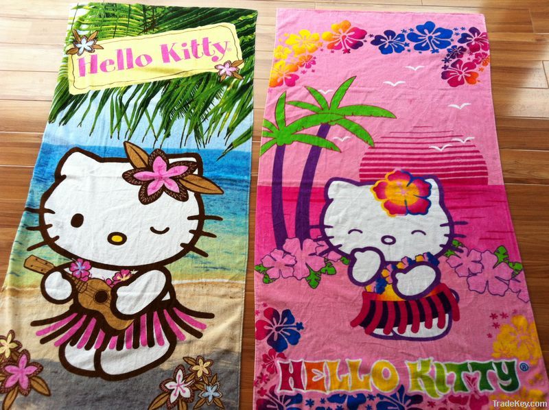 100% cotton velour reactive printed beach towel