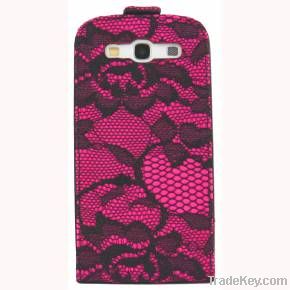 Hot pink satin lace flip case for Samsung Galaxy S3