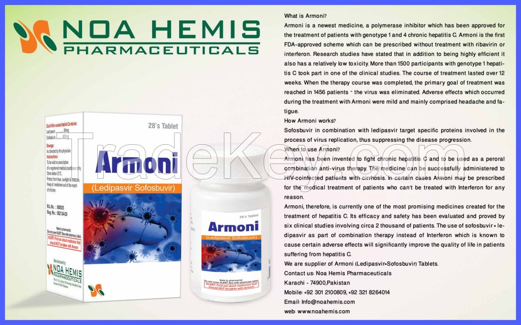 HC-Buvir Tablets (Sofosbuvir 400mg Tablets) Armoni (Sofosbuvir 400mg + Ledipasvir 90mg Tablets