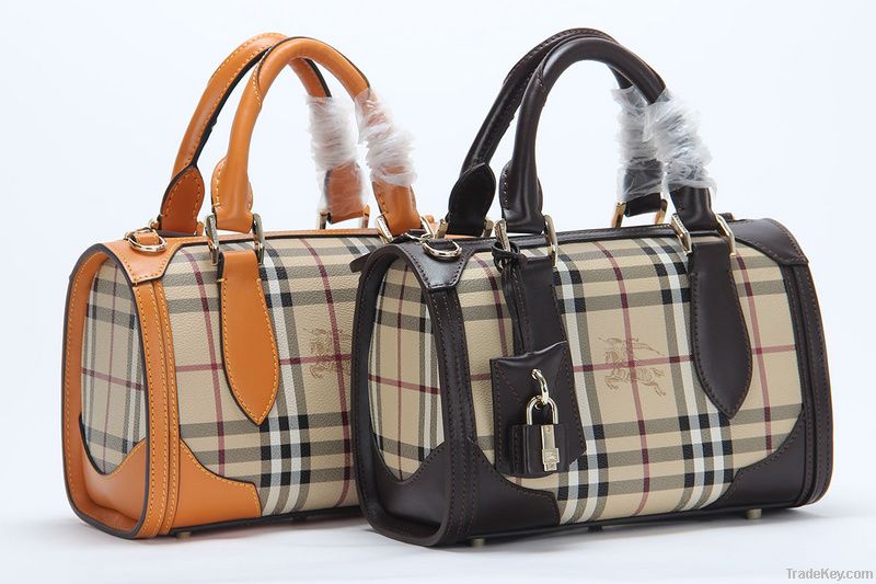 Wholesale Hotest Classic grid  lady's real leahter fashion handbags