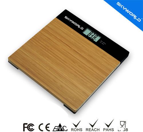 bamboo High Accuracy Digital Bathroom Scale with 4.3&quot; Extra Large Cool Blue Backlight Display and &quot;Smart Step-On&quot; Technology