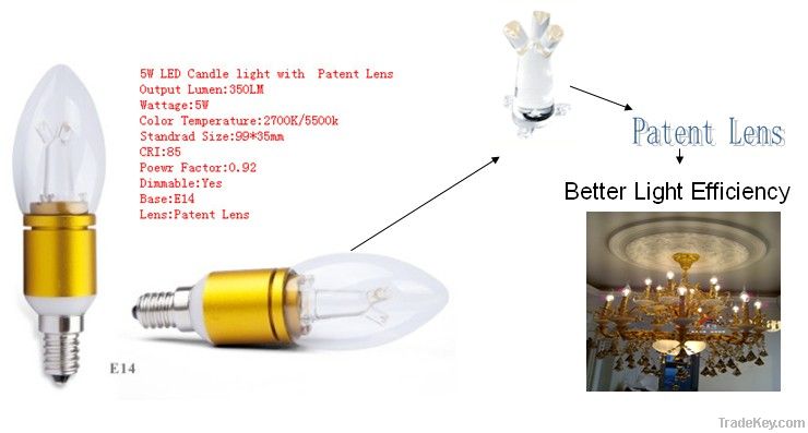 Dimmable 5W LED Candle Light Rohs/CE/PSE