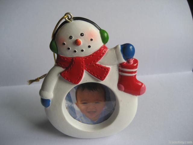 Christmas Day Snowman Shape Polyresin Photo Frame