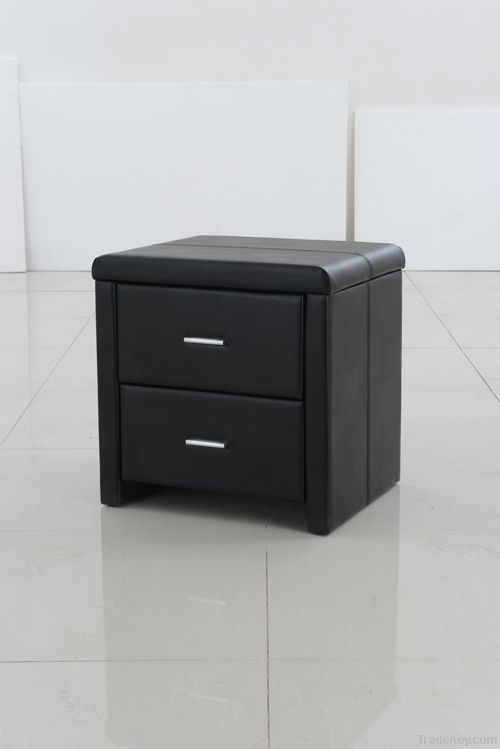 black nightstand with 2 drawers