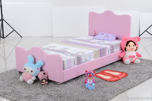 kids single pink leather bed