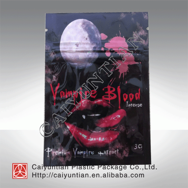 custom 3g Vampire Blood laminated aluminum foil herbal incense ziplock