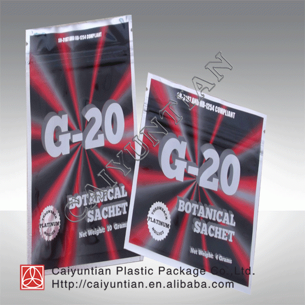 G20 HERBAL INCENSE ZIPPER BAG/G13 herbal incense zipper bag