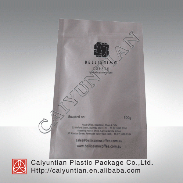 Paper coffee bag/kraft paper bag with ziplock 