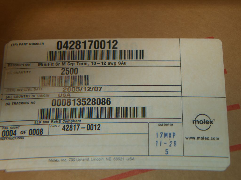 42817-0012 Mini-Fit Sr male Terminal 10-12 awg