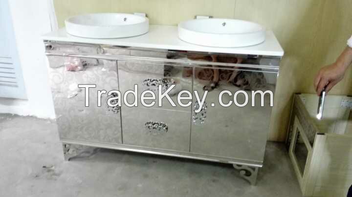 stainless steel cabinet bathroom vanities with top counter basin