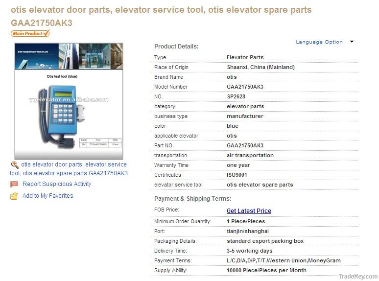 OTIS elevator service tool GAA21750AK3