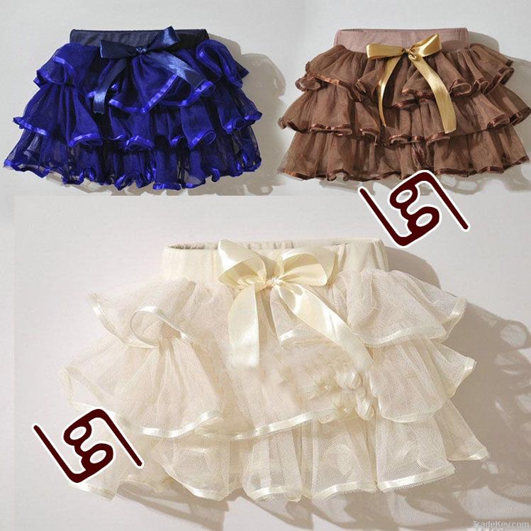 Children skirts Girls solid color cake skirt