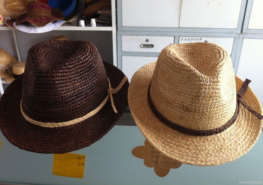 Men's Fedora hat/Raffia  straw fedora hats