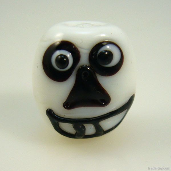lampwork glass white ghost beads