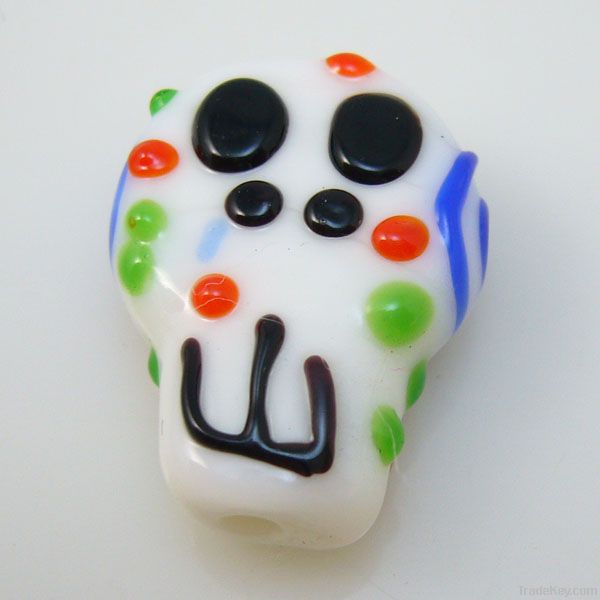 lampwork glass white ghost beads