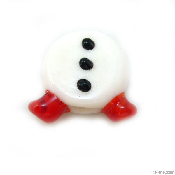 Build a snowman lampwork glass beads