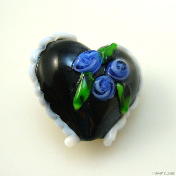 lampwork glass valentine heart beads