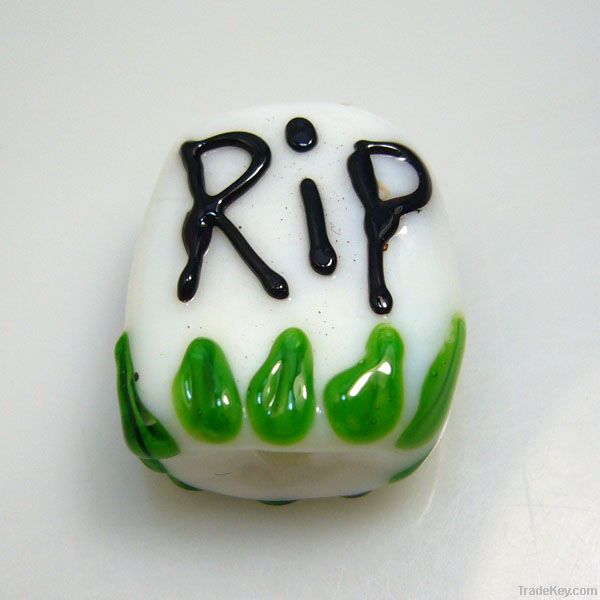 lampwork glass halloween rip beads