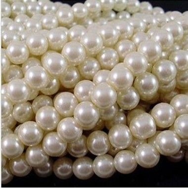 Glass imitated pearl beads-Ivory