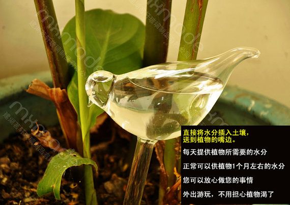 Unique Feature Pure handmade glass Bird watering device,Automatic is watering the flowers, love flowers preferred