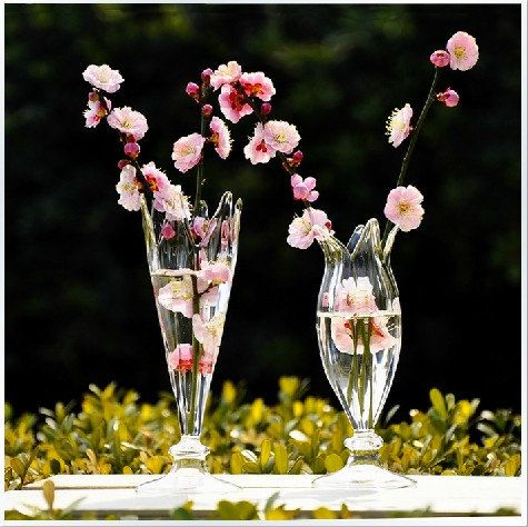 1 Pair Modern fashion transparent glass vases, flower arrangement glass containers, office desktop vase wedding table decoration vase