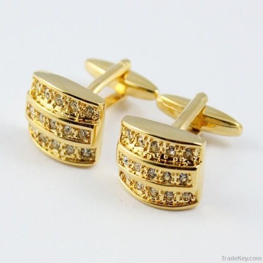 rhinestone golden cuff link